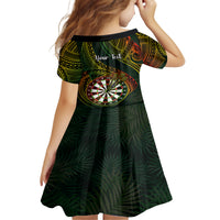 Personalised Polynesian Darts Kid Short Sleeve Dress Dart Lovers Tribal Pattern Mix Tropical Leaves LT14 - Polynesian Pride