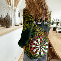 Personalised Polynesian Darts Women Casual Shirt Dart Lovers Tribal Pattern Mix Tropical Leaves LT14 - Polynesian Pride