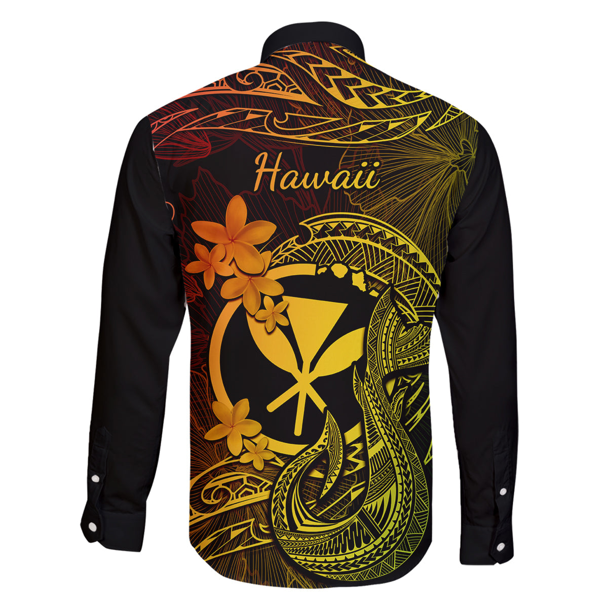 Hawaii Family Matching Off Shoulder Maxi Dress and Hawaiian Shirt Fish Hook Tattoo Mix Polynesian Plumeria Reggae Version LT14 - Polynesian Pride