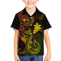 Hawaii Family Matching Tank Maxi Dress and Hawaiian Shirt Fish Hook Tattoo Mix Polynesian Plumeria Reggae Version LT14 Son's Shirt Reggae - Polynesian Pride