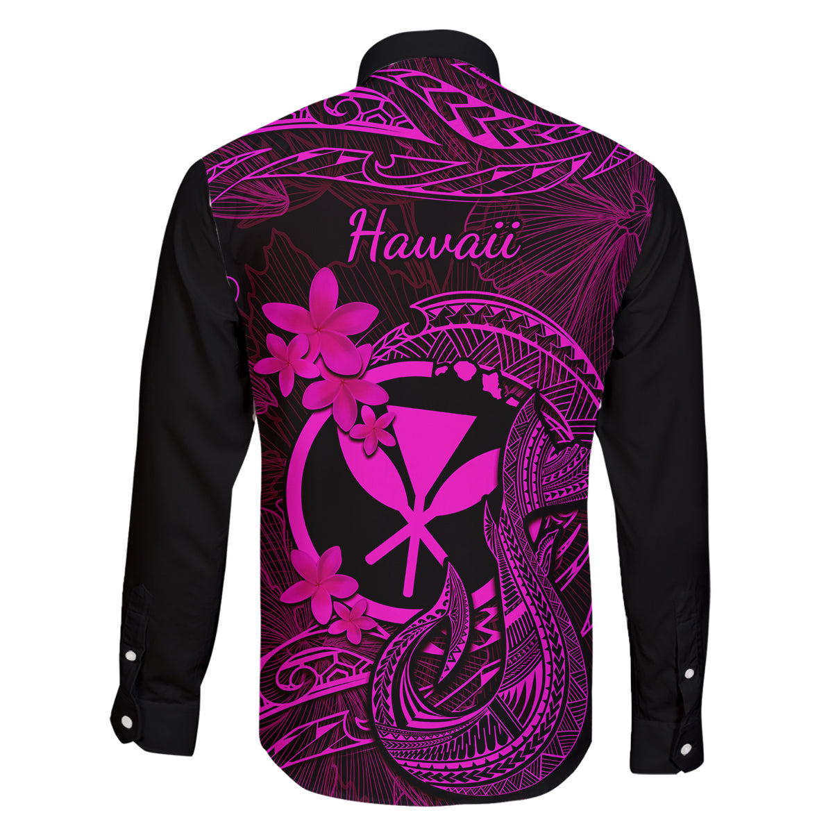 Hawaii Family Matching Summer Maxi Dress and Hawaiian Shirt Fish Hook Tattoo Mix Polynesian Plumeria Pink Version LT14 - Polynesian Pride