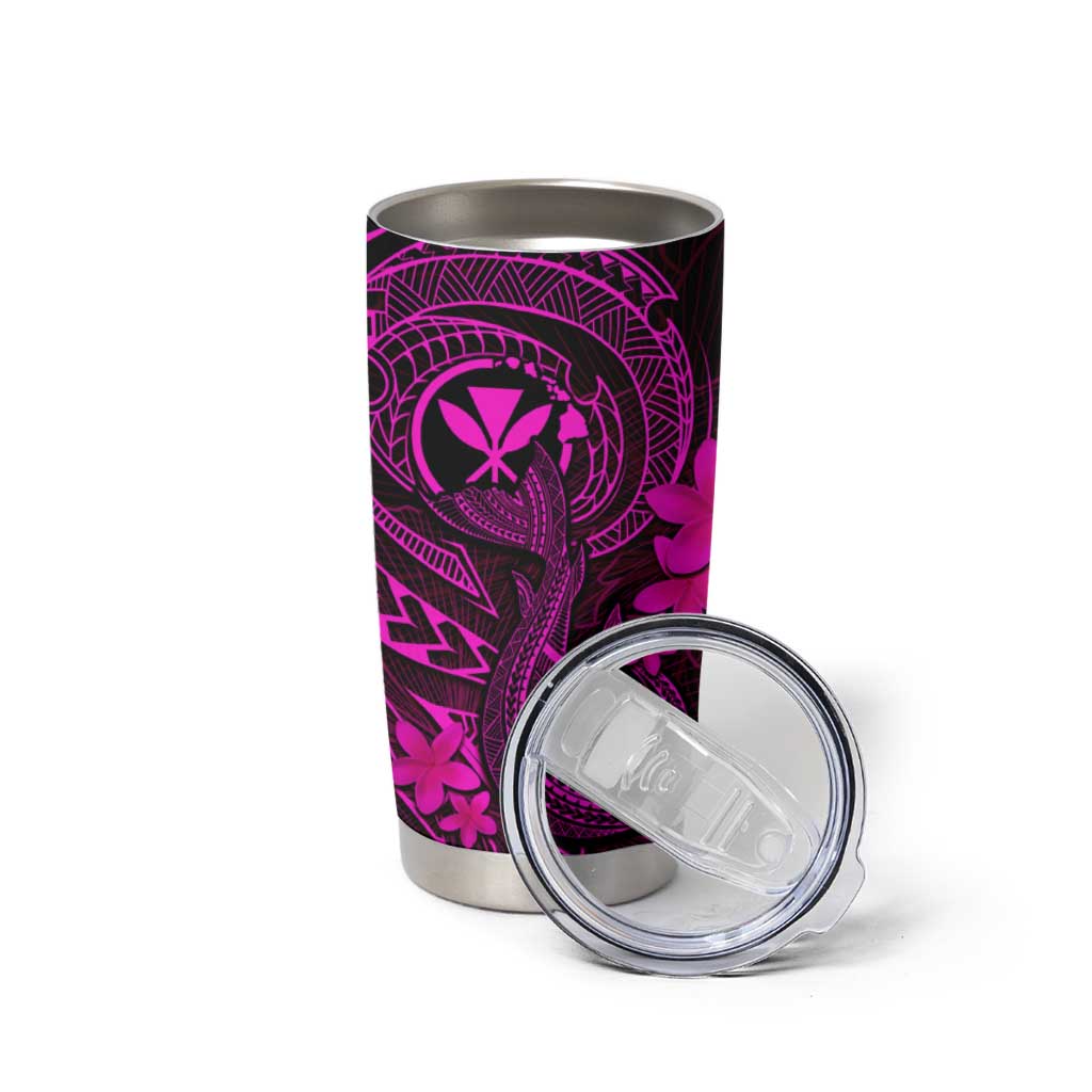 Hawaii Tumbler Cup Fish Hook Tattoo Mix Polynesian Plumeria Pink Version