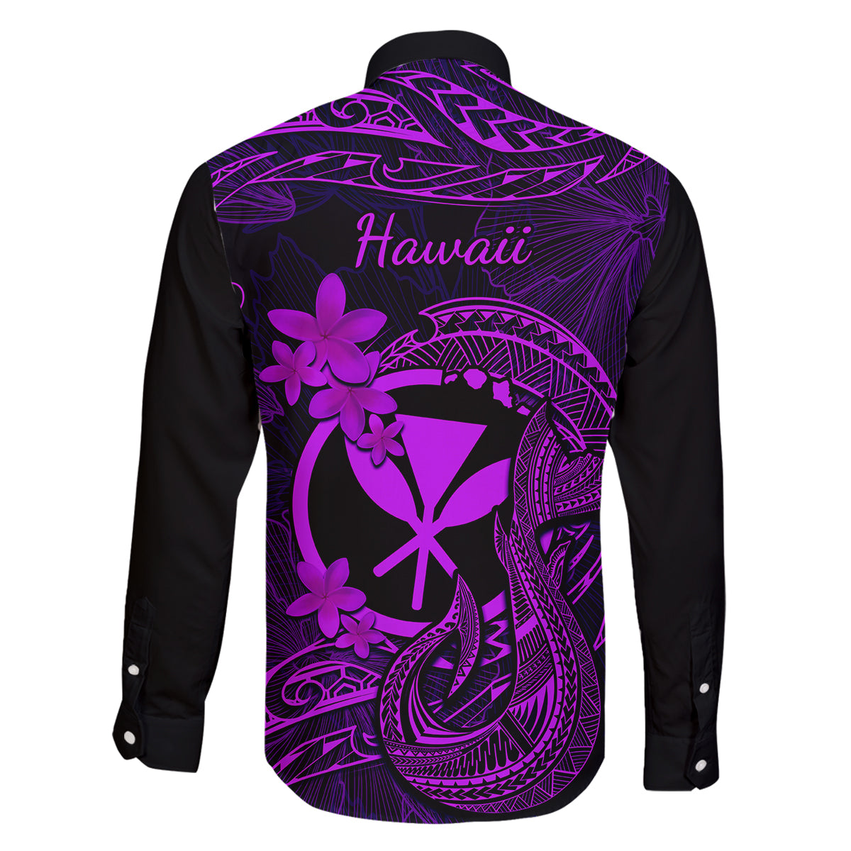 Hawaii Family Matching Mermaid Dress and Hawaiian Shirt Fish Hook Tattoo Mix Polynesian Plumeria Purple Version LT14 - Polynesian Pride