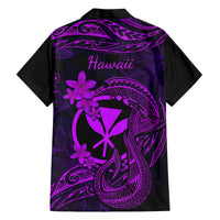 Hawaii Family Matching Short Sleeve Bodycon Dress and Hawaiian Shirt Fish Hook Tattoo Mix Polynesian Plumeria Purple Version LT14 - Polynesian Pride
