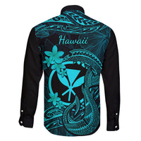 Hawaii Family Matching Summer Maxi Dress and Hawaiian Shirt Fish Hook Tattoo Mix Polynesian Plumeria Turquoise Version LT14 - Polynesian Pride