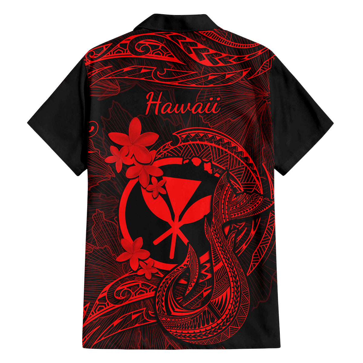 Hawaii Family Matching Off Shoulder Short Dress and Hawaiian Shirt Fish Hook Tattoo Mix Polynesian Plumeria Red Version LT14 - Polynesian Pride