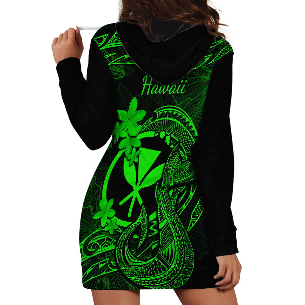 Hawaii Hoodie Dress Fish Hook Tattoo Mix Polynesian Plumeria Green Version LT14 - Polynesian Pride