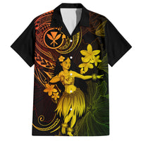 Hawaii Family Matching Off Shoulder Long Sleeve Dress and Hawaiian Shirt Hula Girl Mix Polynesian Plumeria Reggae Version LT14 Dad's Shirt - Short Sleeve Reggae - Polynesian Pride
