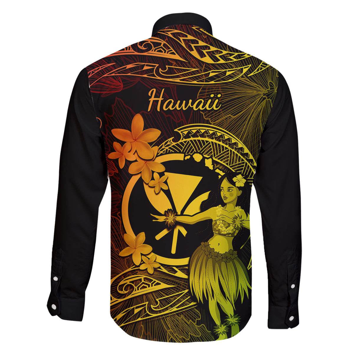 Hawaii Family Matching Off Shoulder Long Sleeve Dress and Hawaiian Shirt Hula Girl Mix Polynesian Plumeria Reggae Version LT14 - Polynesian Pride