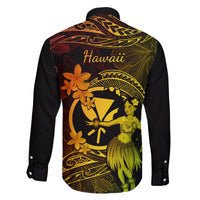 Hawaii Family Matching Off Shoulder Short Dress and Hawaiian Shirt Hula Girl Mix Polynesian Plumeria Reggae Version LT14 - Polynesian Pride