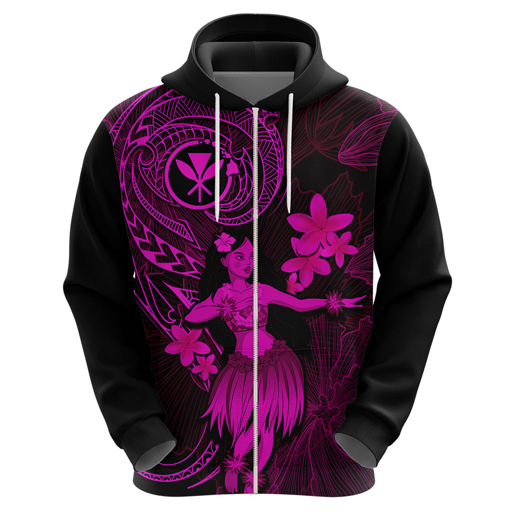 Hawaii Hoodie Hula Girl Mix Polynesian Plumeria Pink Version LT14 - Polynesian Pride