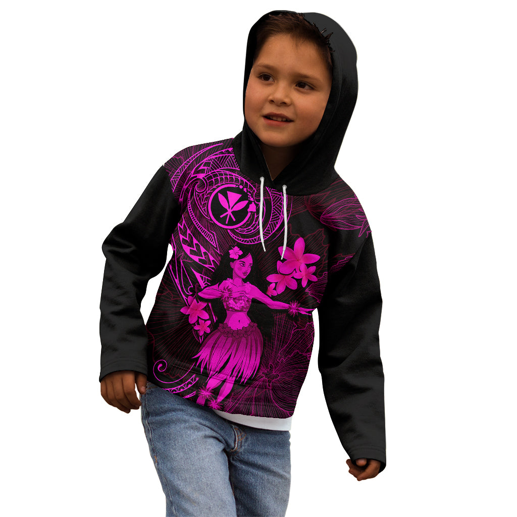 Hawaii Kid Hoodie Hula Girl Mix Polynesian Plumeria Pink Version LT14 - Polynesian Pride