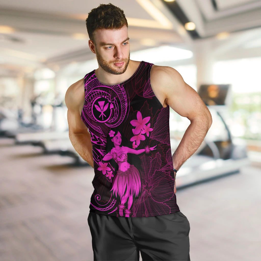 Hawaii Men Tank Top Hula Girl Mix Polynesian Plumeria Pink Version LT14 - Polynesian Pride
