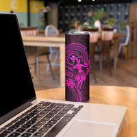 Hawaii Skinny Tumbler Hula Girl Mix Polynesian Plumeria Pink Version LT14 - Polynesian Pride