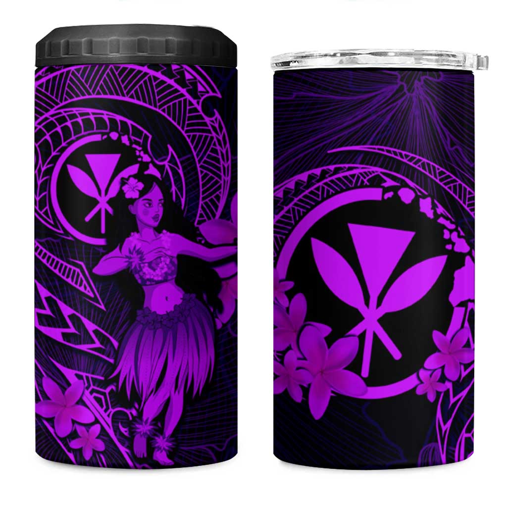 Hawaii 4 in 1 Can Cooler Tumbler Hula Girl Mix Polynesian Plumeria Purple Version LT14 One Size: 16 oz Purple - Polynesian Pride