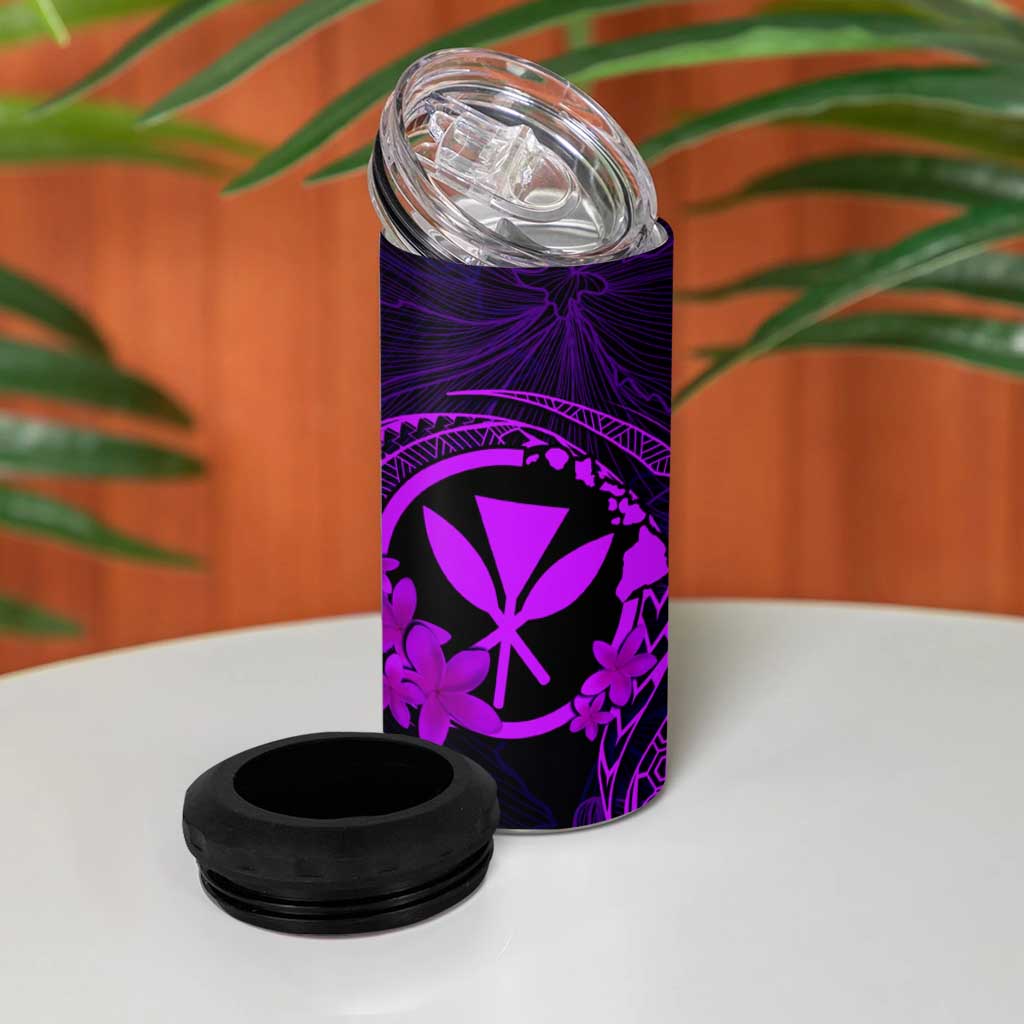 Hawaii 4 in 1 Can Cooler Tumbler Hula Girl Mix Polynesian Plumeria Purple Version LT14 - Polynesian Pride