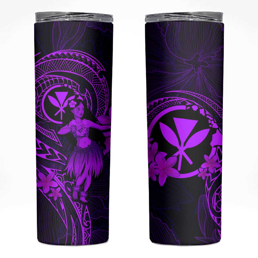 Hawaii Skinny Tumbler Hula Girl Mix Polynesian Plumeria Purple Version LT14 Purple - Polynesian Pride