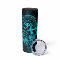 Hawaii Skinny Tumbler Hula Girl Mix Polynesian Plumeria Turquoise Version LT14 - Polynesian Pride