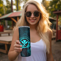 Hawaii Skinny Tumbler Hula Girl Mix Polynesian Plumeria Turquoise Version LT14 - Polynesian Pride