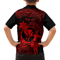 Hawaii Family Matching Puletasi Dress and Hawaiian Shirt Hula Girl Mix Polynesian Plumeria Red Version LT14 - Polynesian Pride