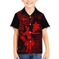 Hawaii Family Matching Tank Maxi Dress and Hawaiian Shirt Hula Girl Mix Polynesian Plumeria Red Version LT14 Son's Shirt Red - Polynesian Pride