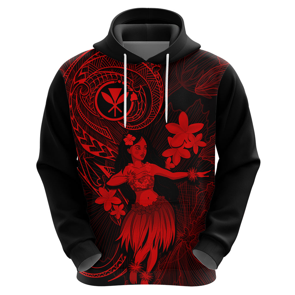 Hawaii Hoodie Hula Girl Mix Polynesian Plumeria Red Version LT14 - Polynesian Pride