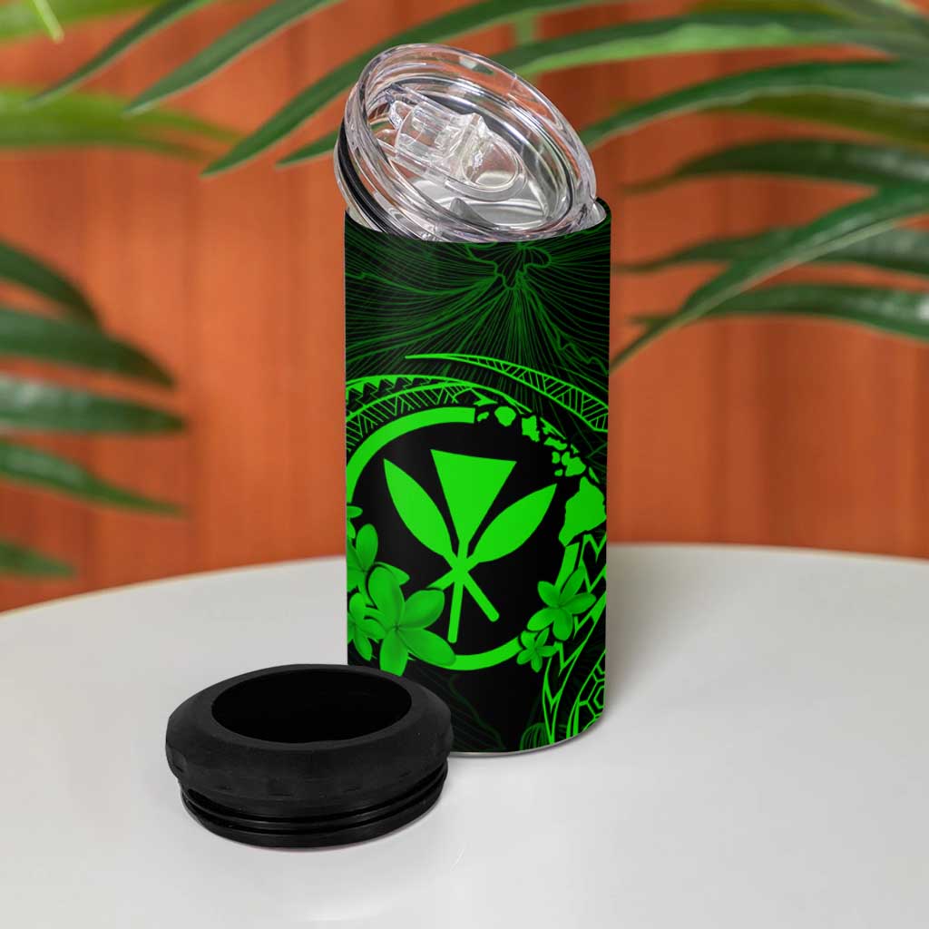 Hawaii 4 in 1 Can Cooler Tumbler Hula Girl Mix Polynesian Plumeria Green Version LT14 - Polynesian Pride