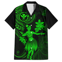 Hawaii Family Matching Short Sleeve Bodycon Dress and Hawaiian Shirt Hula Girl Mix Polynesian Plumeria Green Version LT14 Dad's Shirt - Short Sleeve Green - Polynesian Pride