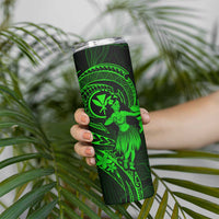 Hawaii Skinny Tumbler Hula Girl Mix Polynesian Plumeria Green Version LT14 - Polynesian Pride