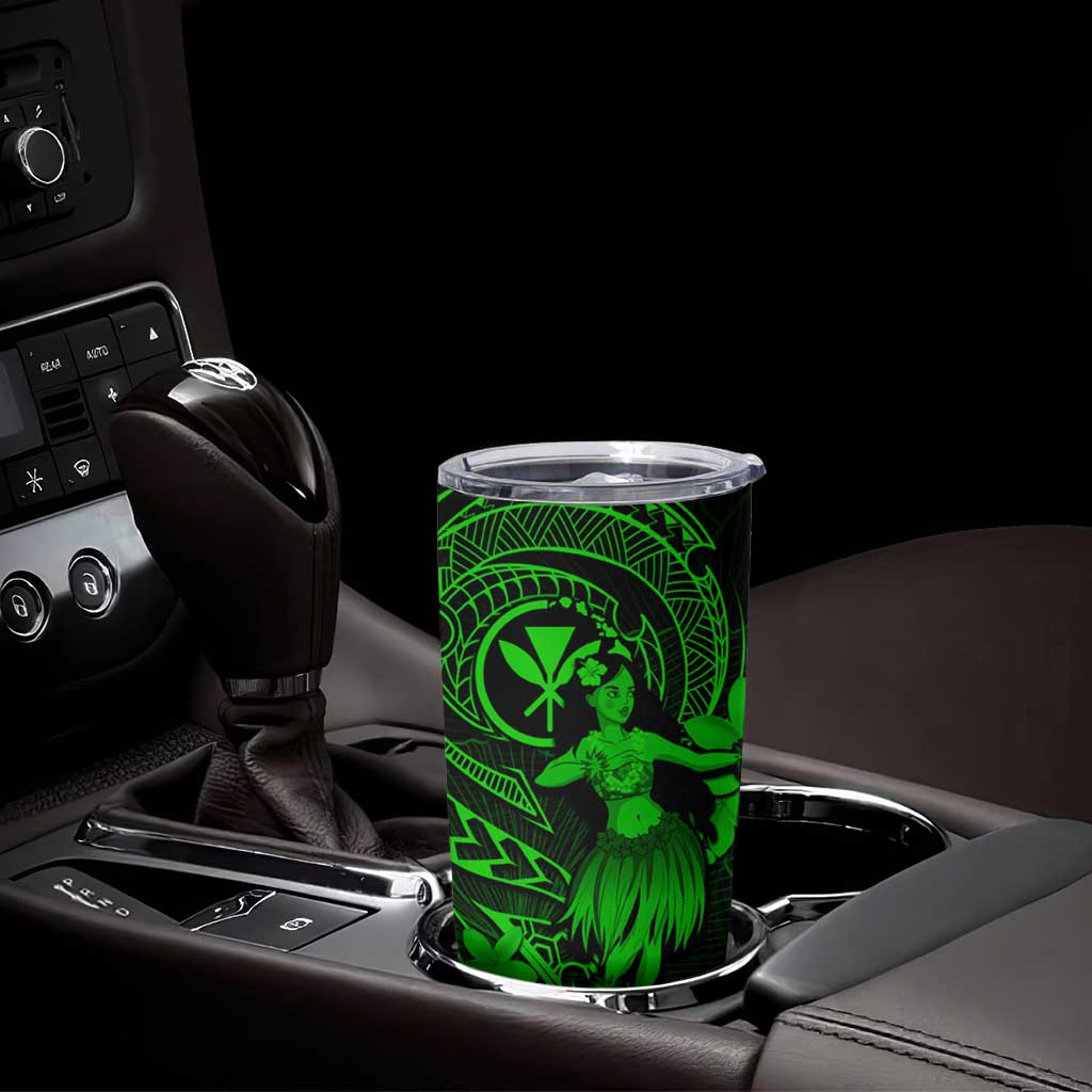 Hawaii Tumbler Cup Hula Girl Mix Polynesian Plumeria Green Version