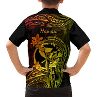 Hawaii Family Matching Off Shoulder Long Sleeve Dress and Hawaiian Shirt King Kamehameha Mix Polynesian Plumeria Reggae Version LT14 - Polynesian Pride