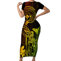 Hawaii Family Matching Short Sleeve Bodycon Dress and Hawaiian Shirt King Kamehameha Mix Polynesian Plumeria Reggae Version LT14 Mom's Dress Reggae - Polynesian Pride