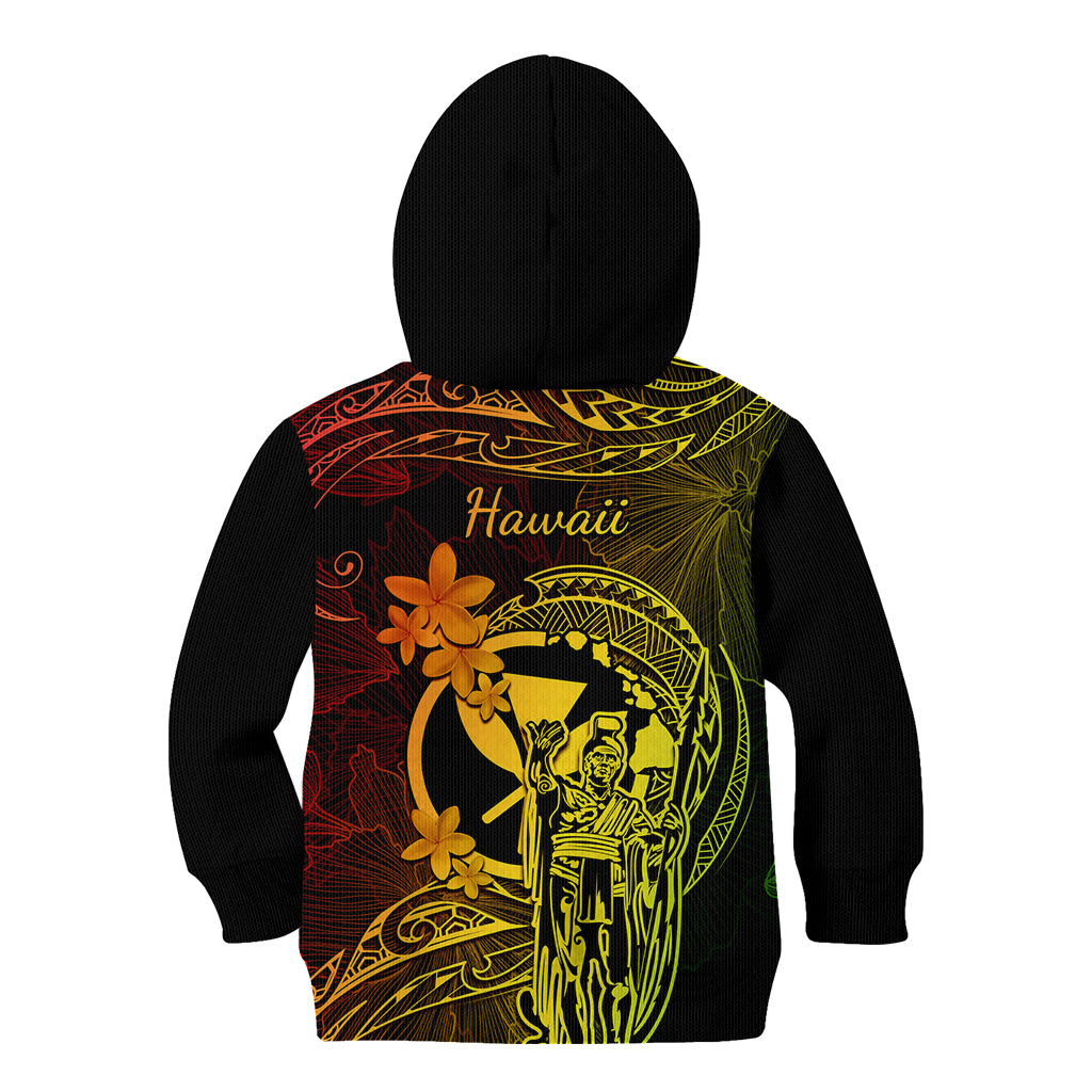 Hawaii Kid Hoodie King Kamehameha Mix Polynesian Plumeria Reggae Version LT14 - Polynesian Pride