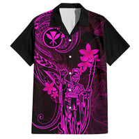 Hawaii Family Matching Tank Maxi Dress and Hawaiian Shirt King Kamehameha Mix Polynesian Plumeria Pink Version LT14 Dad's Shirt - Short Sleeve Pink - Polynesian Pride
