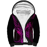 Hawaii Sherpa Hoodie King Kamehameha Mix Polynesian Plumeria Pink Version LT14 Unisex Pink - Polynesian Pride