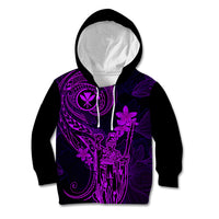 Hawaii Kid Hoodie King Kamehameha Mix Polynesian Plumeria Purple Version LT14 Purple - Polynesian Pride