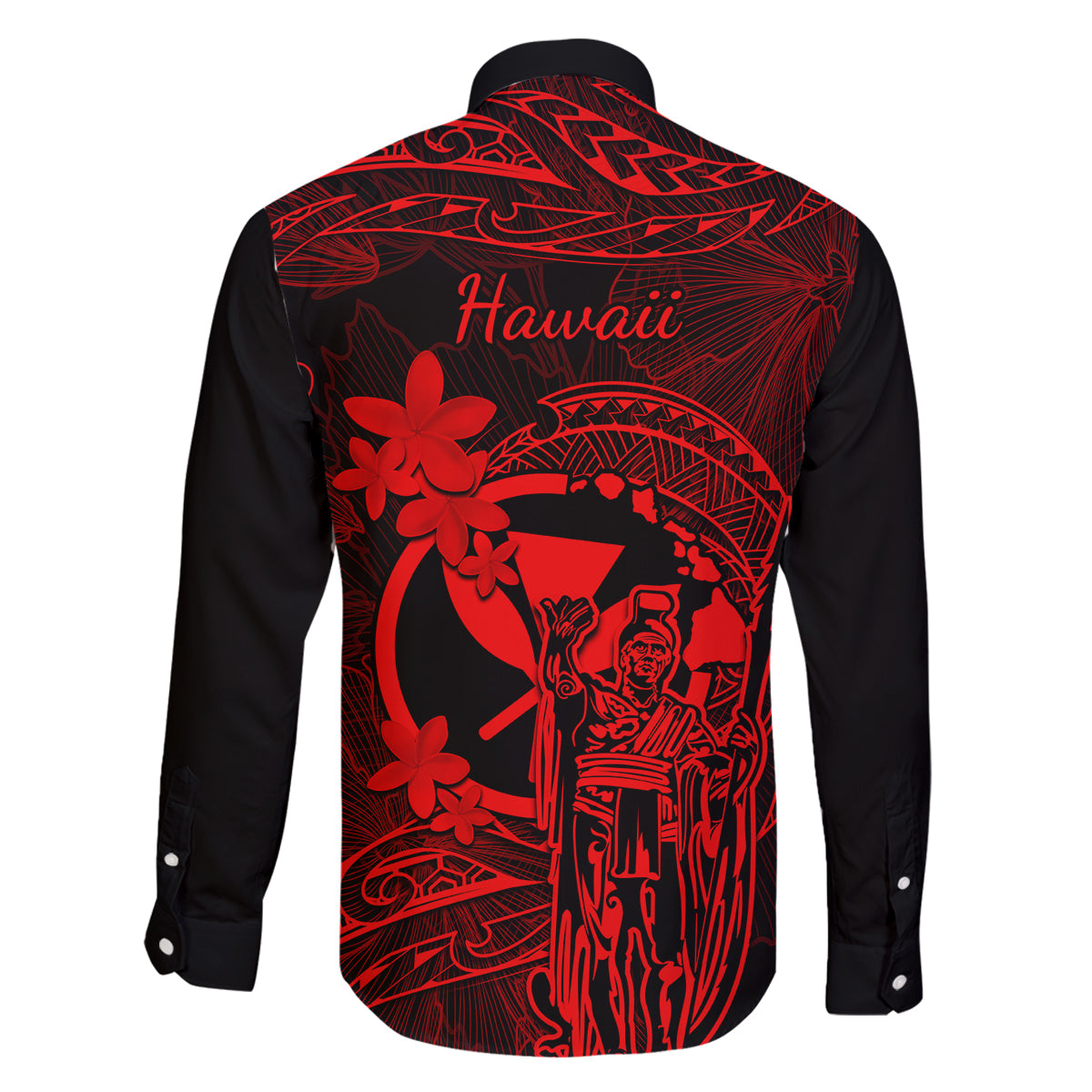 Hawaii Family Matching Summer Maxi Dress and Hawaiian Shirt King Kamehameha Mix Polynesian Plumeria Red Version LT14 - Polynesian Pride