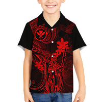 Hawaii Kid Hawaiian Shirt King Kamehameha Mix Polynesian Plumeria Red Version LT14 - Polynesian Pride