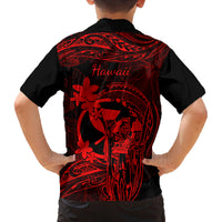 Hawaii Kid Hawaiian Shirt King Kamehameha Mix Polynesian Plumeria Red Version LT14 - Polynesian Pride