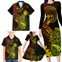 Hawaii Family Matching Long Sleeve Bodycon Dress and Hawaiian Shirt Pineapple Mix Polynesian Plumeria Reggae Version LT14 - Polynesian Pride