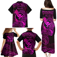 Hawaii Family Matching Puletasi Dress and Hawaiian Shirt Pineapple Mix Polynesian Plumeria Pink Version LT14 - Polynesian Pride