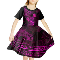 Hawaii Kid Short Sleeve Dress Pineapple Mix Polynesian Plumeria Pink Version LT14 - Polynesian Pride