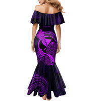 Hawaii Family Matching Mermaid Dress and Hawaiian Shirt Pineapple Mix Polynesian Plumeria Purple Version LT14 - Polynesian Pride