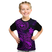 Hawaii Kid T Shirt Pineapple Mix Polynesian Plumeria Purple Version LT14 Purple - Polynesian Pride
