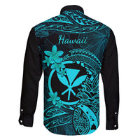 Hawaii Family Matching Long Sleeve Bodycon Dress and Hawaiian Shirt Pineapple Mix Polynesian Plumeria Turquoise Version LT14 - Polynesian Pride