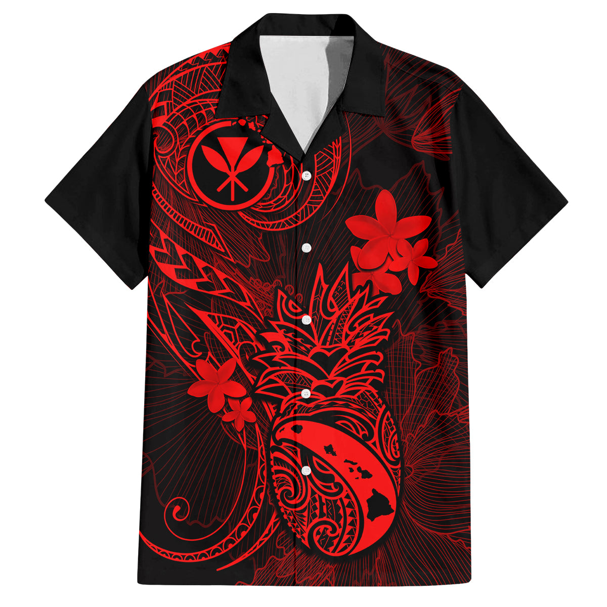 Hawaii Family Matching Long Sleeve Bodycon Dress and Hawaiian Shirt Pineapple Mix Polynesian Plumeria Red Version LT14 Dad's Shirt - Short Sleeve Red - Polynesian Pride