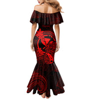 Hawaii Family Matching Mermaid Dress and Hawaiian Shirt Pineapple Mix Polynesian Plumeria Red Version LT14 - Polynesian Pride