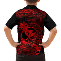 Hawaii Family Matching Off Shoulder Long Sleeve Dress and Hawaiian Shirt Pineapple Mix Polynesian Plumeria Red Version LT14 - Polynesian Pride