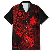 Hawaii Family Matching Off Shoulder Maxi Dress and Hawaiian Shirt Pineapple Mix Polynesian Plumeria Red Version LT14 Dad's Shirt - Short Sleeve Red - Polynesian Pride