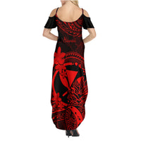 Hawaii Family Matching Summer Maxi Dress and Hawaiian Shirt Pineapple Mix Polynesian Plumeria Red Version LT14 - Polynesian Pride